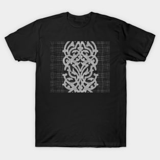 black linen with white damask T-Shirt